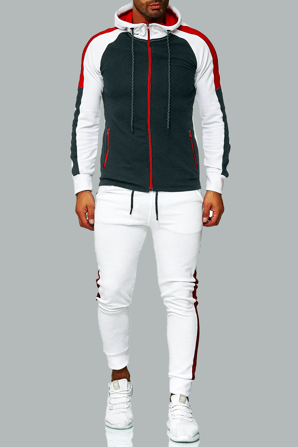 BOLTACTIVE™ UrbanStripe Casual Tracksuit – Men’s Color Block Sport Set