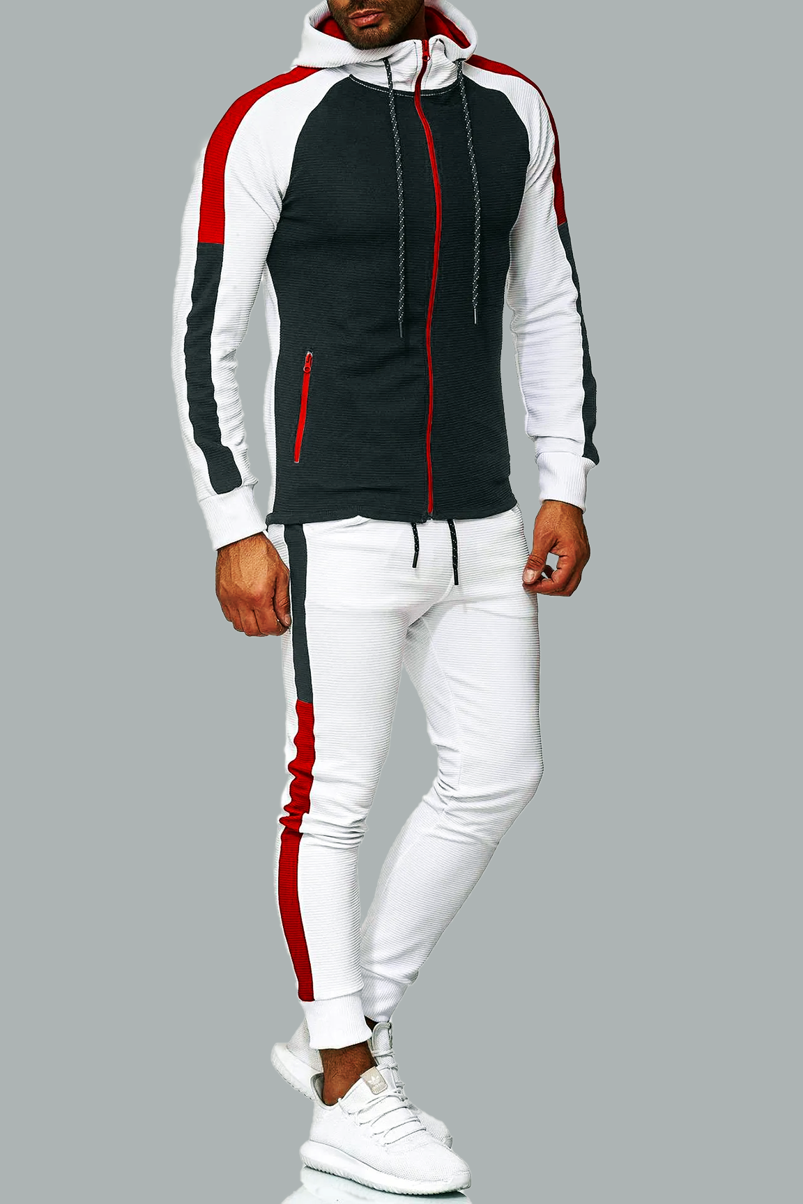 BOLTACTIVE™ UrbanStripe Casual Tracksuit – Men’s Color Block Sport Set