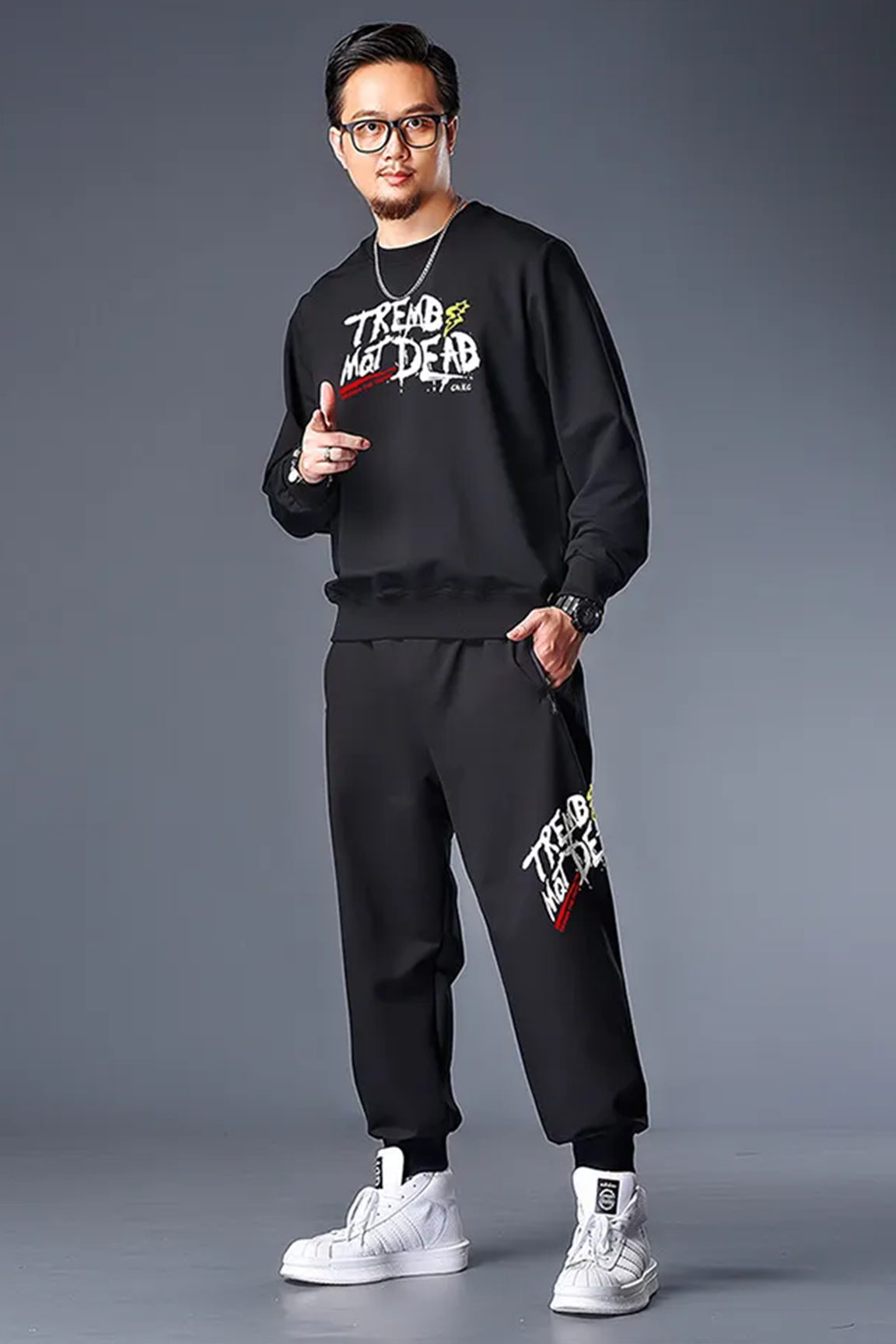 BOLTACTIVE™ MaxEase Printed Tracksuit – Plus Size Men’s Sweat Set