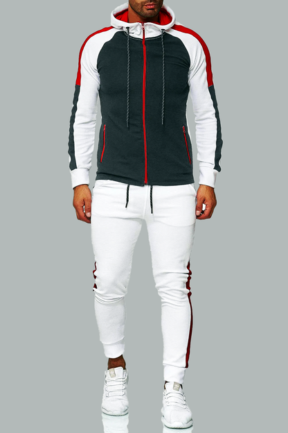 BOLTACTIVE™ UrbanStripe Casual Tracksuit – Men’s Color Block Sport Set