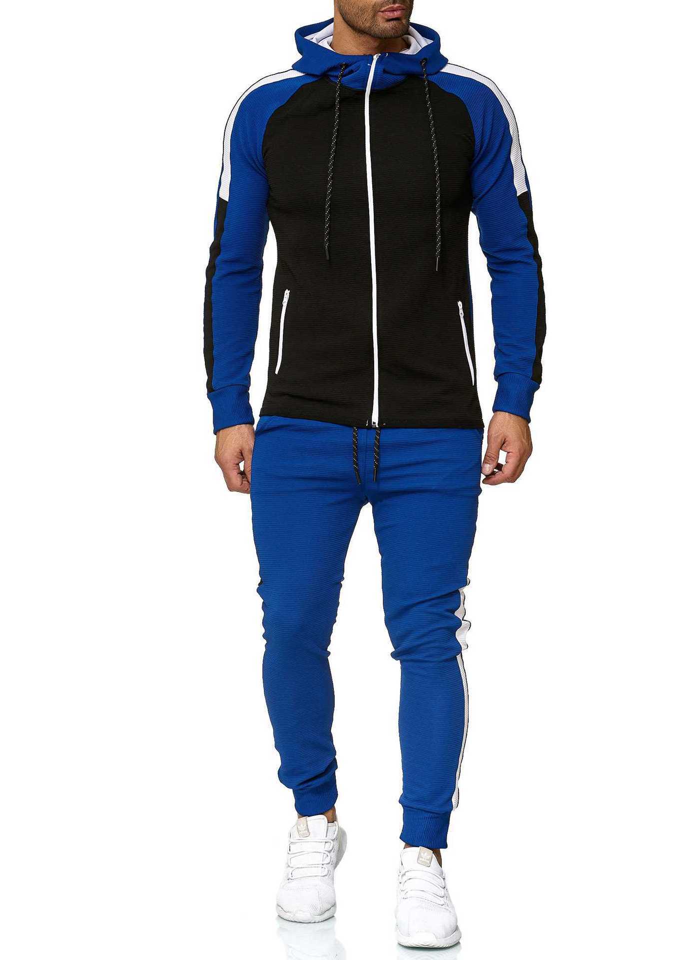 BOLTACTIVE™ UrbanStripe Casual Tracksuit – Men’s Color Block Sport Set
