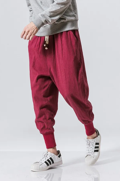 BOLTACTIVE™ ZenMotion Harem Joggers – Cotton-Linen Streetwear