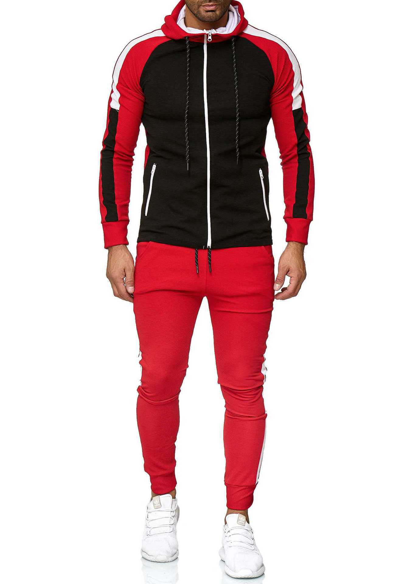 BOLTACTIVE™ UrbanStripe Casual Tracksuit – Men’s Color Block Sport Set