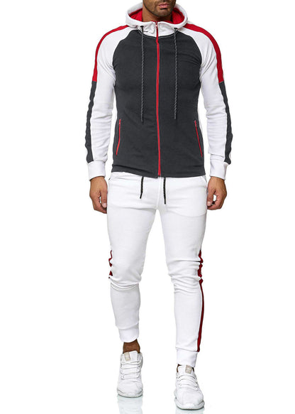 BOLTACTIVE™ UrbanStripe Casual Tracksuit – Men’s Color Block Sport Set