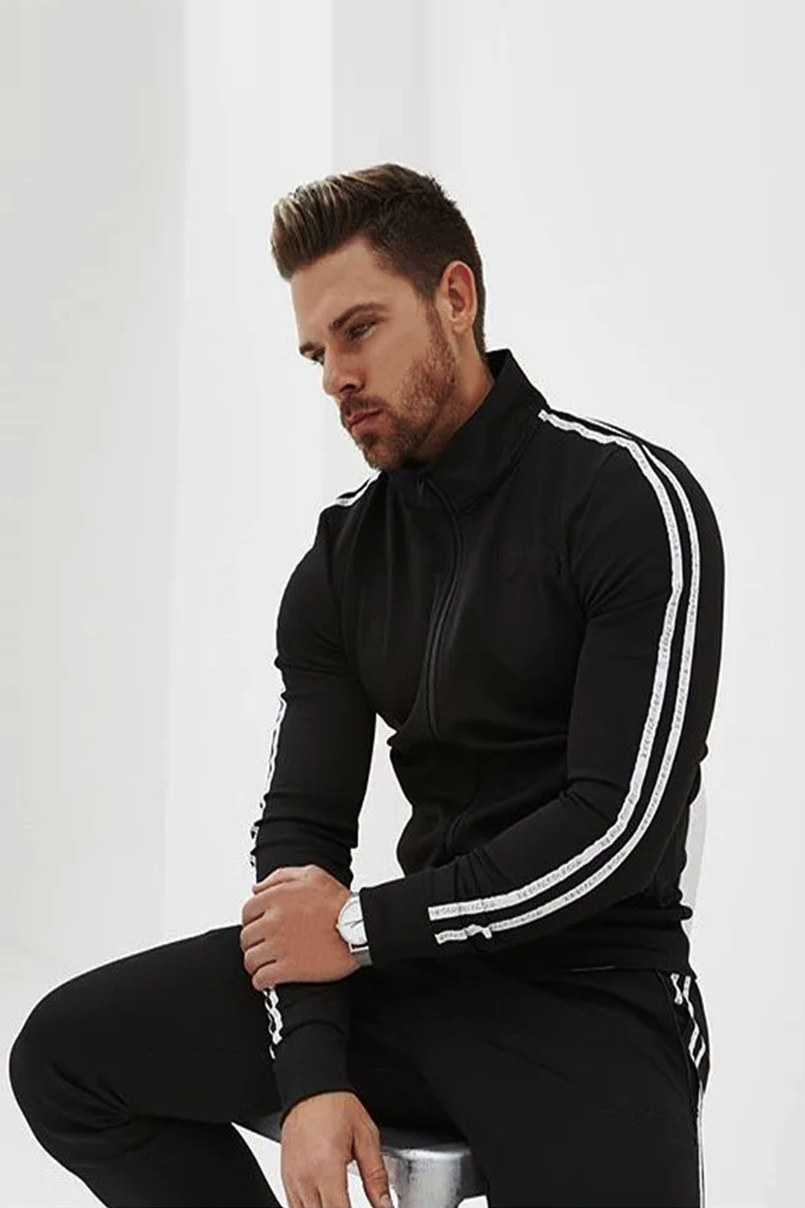 BOLTACTIVE™ StrideFlex Striped Tracksuit – Men’s Two-Piece Sport Set